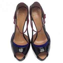 Pre Owned Giuseppe Zanotti Tri Color Patent Pumps Size 38.5