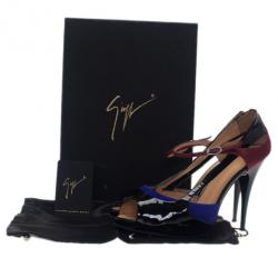 Pre Owned Giuseppe Zanotti Tri Color Patent Pumps Size 38.5