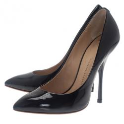 Pre Owned Giuseppe Zanotti Black Patent Pointed Toe Pumps Size 37.5