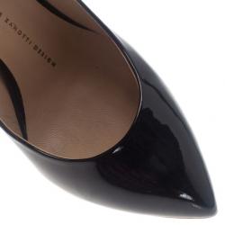 Pre Owned Giuseppe Zanotti Black Patent Pointed Toe Pumps Size 37.5