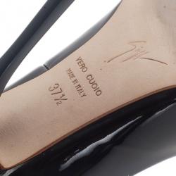 Pre Owned Giuseppe Zanotti Black Patent Pointed Toe Pumps Size 37.5