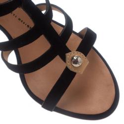 Pre Owned Giuseppe Zanotti Black Suede Strappy Gladiator Sandals Size 38.5