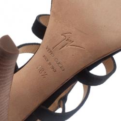 Pre Owned Giuseppe Zanotti Black Suede Strappy Gladiator Sandals Size 38.5