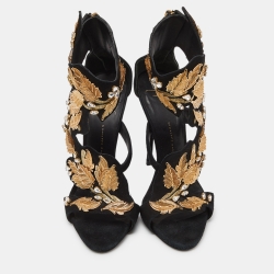 Pre Owned Giuseppe Zanotti Black Suede Embellished Coline Sandals Size 38