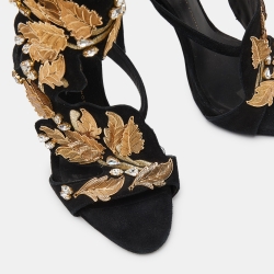 Pre Owned Giuseppe Zanotti Black Suede Embellished Coline Sandals Size 38