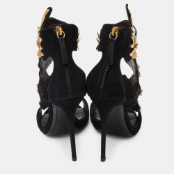 Pre Owned Giuseppe Zanotti Black Suede Embellished Coline Sandals Size 38