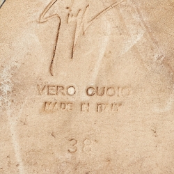 Pre Owned Giuseppe Zanotti Black Suede Chainlink Cork Wedge Sandals Size 38