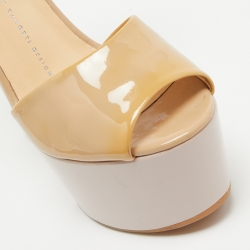 Pre Owned Giuseppe Zanotti Beige Patent Leather Lavinia Open Toe Platform Ankle Strap Sandals Size 39
