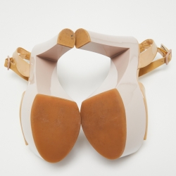 Pre Owned Giuseppe Zanotti Beige Patent Leather Lavinia Open Toe Platform Ankle Strap Sandals Size 39