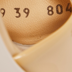 Pre Owned Giuseppe Zanotti Beige Patent Leather Lavinia Open Toe Platform Ankle Strap Sandals Size 39