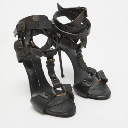 مملوكة مسبقًا Giuseppe Zanotti Black Leather Ankle Strap Sandals Size 40