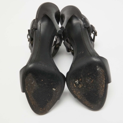 مملوكة مسبقًا Giuseppe Zanotti Black Leather Ankle Strap Sandals Size 40