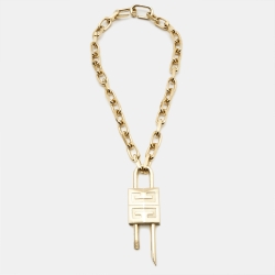 Givenchy Pad Lock Gold Tone Necklace