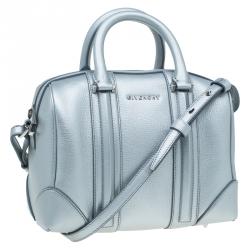 Givenchy Silver Leather Mini Lucrezia Duffel Bag