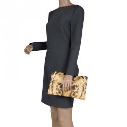Pre Owned Givenchy Yellow/Black Flames Print Antigona Zip Pouch 