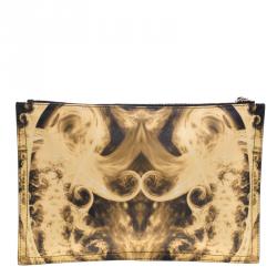 Pre Owned Givenchy Yellow/Black Flames Print Antigona Zip Pouch 