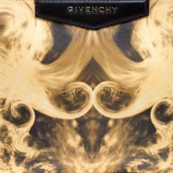 Pre Owned Givenchy Yellow/Black Flames Print Antigona Zip Pouch 
