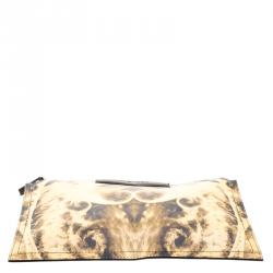 Pre Owned Givenchy Yellow/Black Flames Print Antigona Zip Pouch 