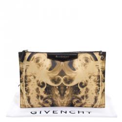 Pre Owned Givenchy Yellow/Black Flames Print Antigona Zip Pouch 