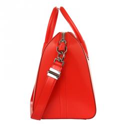 Pre Owned Givenchy Coral Red Leather Medium Antigona Satchel Bag