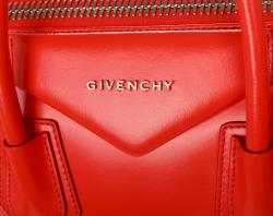 Pre Owned Givenchy Coral Red Leather Medium Antigona Satchel Bag