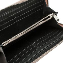 Pre Owned محفظة جيفنشي سحاب ملتف طباعة أيقونة جلد بيج فاتحة