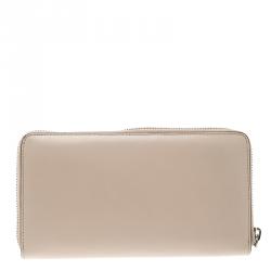 Pre Owned محفظة جيفنشي سحاب ملتف طباعة أيقونة جلد بيج فاتحة