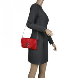 Givenchy Red Leather Obsedia Chain Clutch