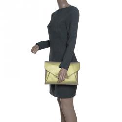Pre Owned Givenchy Gold Leather Medium Envelope Antigona Clutch