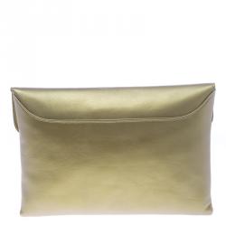 Pre Owned Givenchy Gold Leather Medium Envelope Antigona Clutch