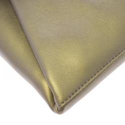 Pre Owned Givenchy Gold Leather Medium Envelope Antigona Clutch