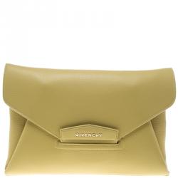 Pre Owned Givenchy Lemon Yellow Leather Medium Envelope Antigona Clutch
