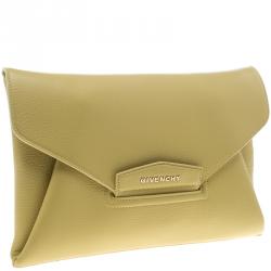 Pre Owned Givenchy Lemon Yellow Leather Medium Envelope Antigona Clutch