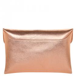 Pre Owned Givenchy Shining Pink Grained Goatskin Leather Antigona Envelope Clutch