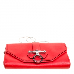 Pre Owned Givenchy Red Leather Obsedia Chain Clutch