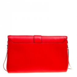Pre Owned Givenchy Red Leather Obsedia Chain Clutch