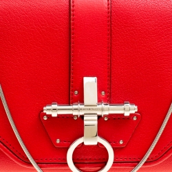 Pre Owned Givenchy Red Leather Obsedia Chain Clutch