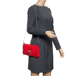 Pre Owned Givenchy Red Leather Obsedia Chain Clutch