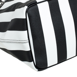 Pre Owned Givenchy Black/White Stripe Coated Canvas Antigona Tote