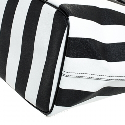 Pre Owned Givenchy Black/White Stripe Coated Canvas Antigona Tote
