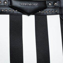 Pre Owned Givenchy Black/White Stripe Coated Canvas Antigona Tote
