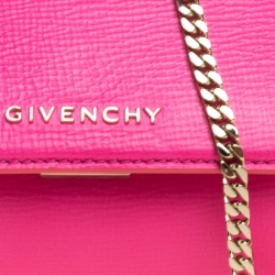 Pre Owned Givenchy Hot Pink Leather Micro Pandora Box Chain Bag