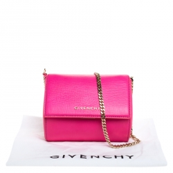Pre Owned Givenchy Hot Pink Leather Micro Pandora Box Chain Bag