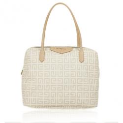 Pre Owned Givenchy Beige and White Monogram Shoulder Bag