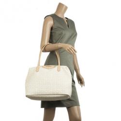 Pre Owned Givenchy Beige and White Monogram Shoulder Bag