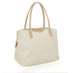 Pre Owned Givenchy Beige and White Monogram Shoulder Bag