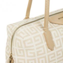 Pre Owned Givenchy Beige and White Monogram Shoulder Bag