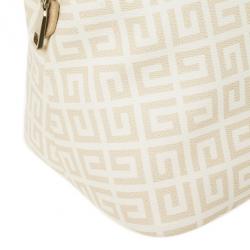 Pre Owned Givenchy Beige and White Monogram Shoulder Bag