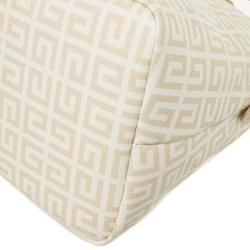 Pre Owned Givenchy Beige and White Monogram Shoulder Bag