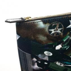 Pre Owned Givenchy Fighter Plane and Stars-Print Canvas Clutch